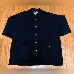 Women's Small 100% Acrylic Ming Wang Toula Gold Button Pocket Cardigan Blazer